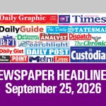 Newspaper Headlines, September 25, 2026