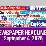 Newspaper Headlines, September 4, 2026