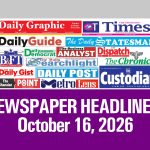 Newspaper Headlines, October 16, 2026
